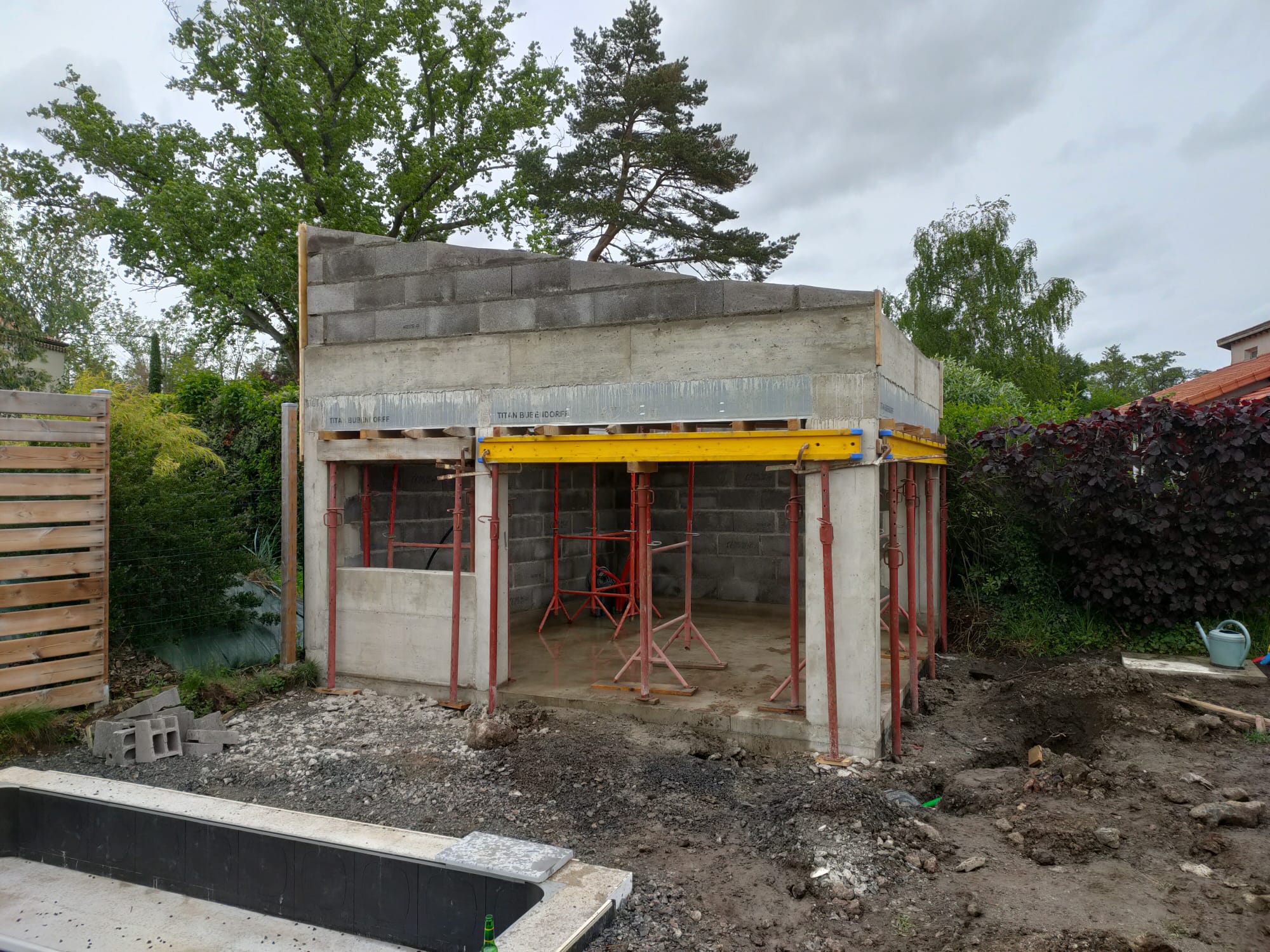 pool house, maçonnerie, parpaings, Joze